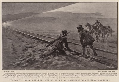 Caught, Train Wreckers surprised by an Armoured Train near Edenburg by Joseph Nash